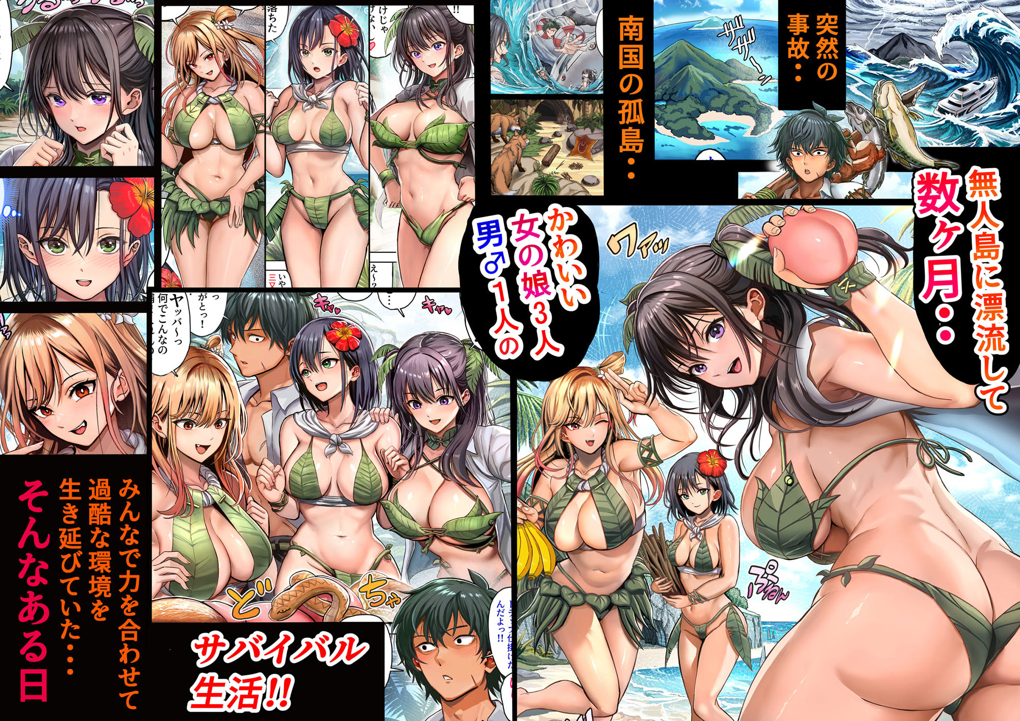 d_342301｜無人島遭難ハーレム｜ホケキヨカーニバル｜エロ同人
